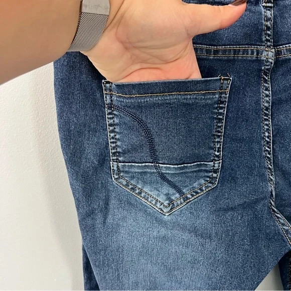 Tempo Paris Blue Floral Reversible Denim Skinny Jeans Cotton Blend Large - Picture 14 of 16